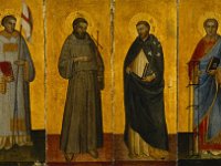 GG 3  GG 3, Lorenzo Monaco (1365-vor 1426), Die Heiligen Stephanus, Franziskus, Dominikus, Laurentius, um 1400, Holz, 37,5 x 14,5 cm